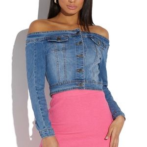 Off Shoulder Denim Jacket (SIZE SMALL)